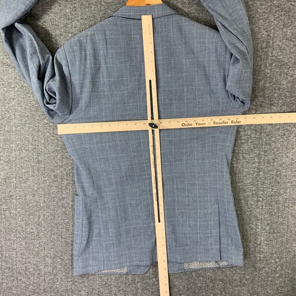Billy Reid Blazer Men 40L Blue Windowpane Glen Check Sport Coat Unstructered - Picture 10 of 16